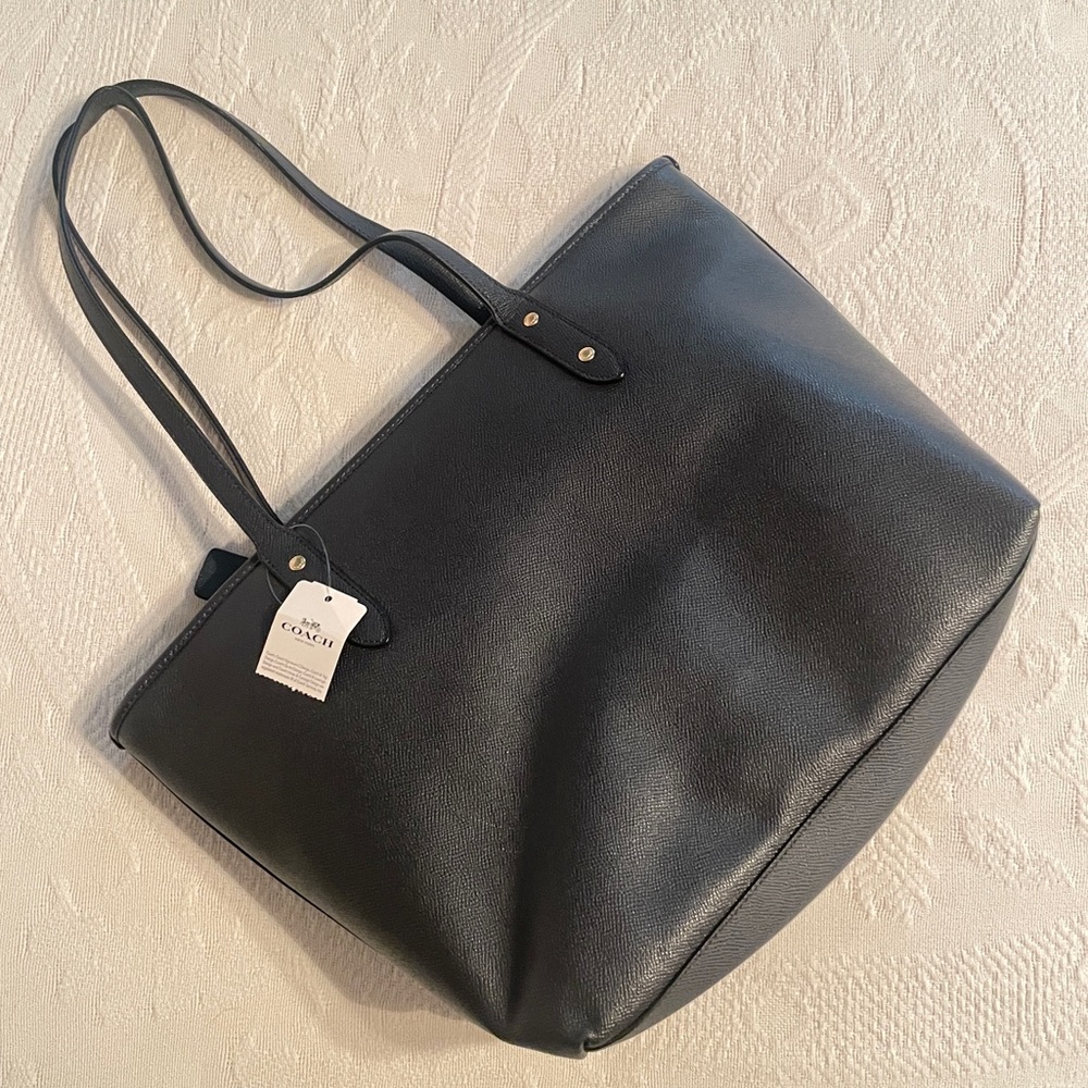 Coach X Grain Zip Top Tote Denim Blue NWOT Bag - Picture 3 of 13